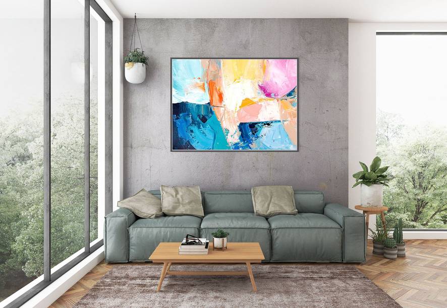 Contemporary Original Abstract White Abstract Canvas Artwork JP6X2
